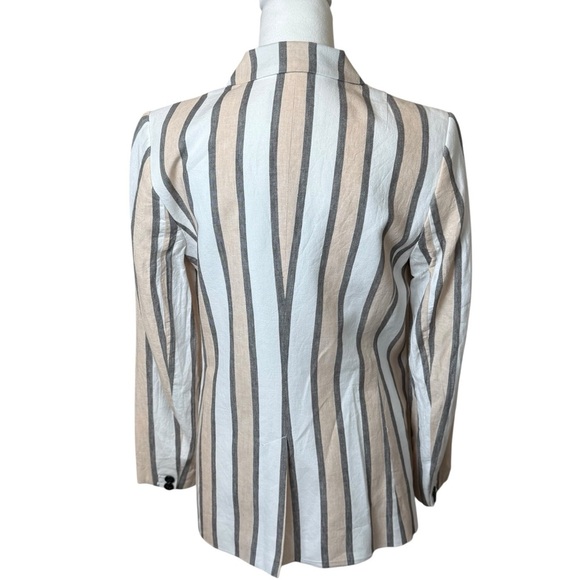 Banana Republic Womens 8 Linen Blend Long & Lean Blazer Stripes Neutral Career - Picture 4 of 9